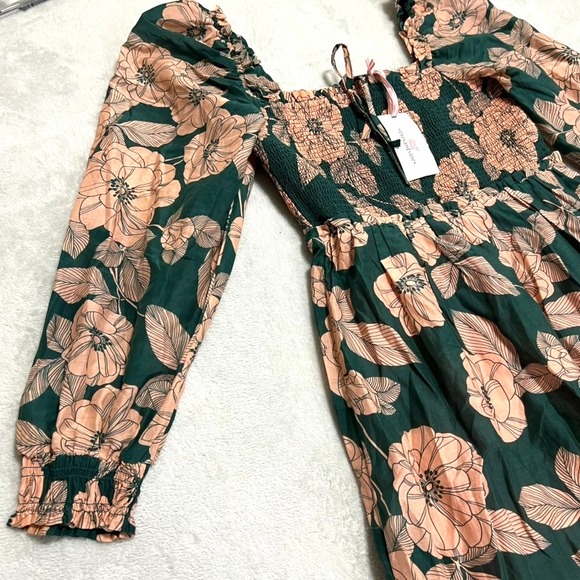 Vineyard Vines Dress Women's XS Warren Floral Long Sleeve Smocked Midi NWT - Picture 4 of 15